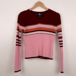 Vintage Y2K Stripe V-Neck Sweater